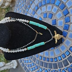BPD Hematite Quartz Howlite Cow Skull Necklace